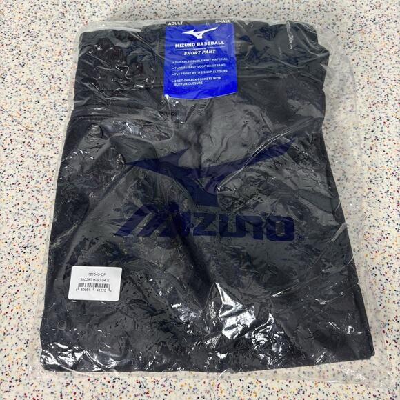 NWT Mizuno Men’s Adult Small Baseball Pant Black Knit Pockets New Practice Game - Picture 2 of 5